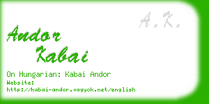 andor kabai business card